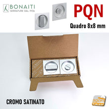 Carica l&#39;immagine nel visualizzatore di Gallery, MANIGLIA INCASSO ROSETTA PER WC BAGNO BONAITI PER PORTA SCORREVOLE SCRIGNO QUADRATO 60x60mm FORO 48mm CROMO SATINATO MODELLO PQN.8 8057284667346 4XPQN00087
