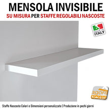 Load image into Gallery viewer, mensola bianca invisibile ripiano casa ufficio arredamento design muro adatta per staffe regolabile su misura  40 mm 30 mm 140 cm
