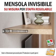 Load image into Gallery viewer, mensola bianca invisibile ripiano casa ufficio arredamento design muro adatta per staffe regolabile su misura  40 mm 30 mm 140 cm
