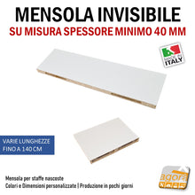 Load image into Gallery viewer, parete mensole mensola bianca invisibile ripiano casa ufficio arredamento design muro adatta per staffe regolabile su misura   140 cm
