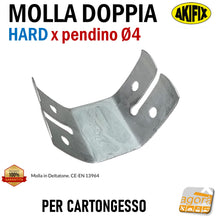 Carica l&#39;immagine nel visualizzatore di Gallery, MOLLA DOPPIA PER REGOLAZIONE 
PENDINI FORO Ø4mm CONTROSOFFITTI CARTONGESSO CARTONGESSI PENDINAGGI PENDINO D4 Molletta sospensioni
