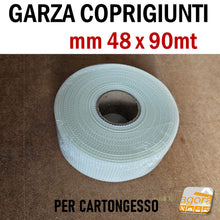 Carica l&#39;immagine nel visualizzatore di Gallery, NASTRO A RETE IN FIBRA DI VETRO GARZA COPRIGIUNTI ADESIVA MM 48 METRI 90 akifix 48x90mt coprigiunta professionale x stuccare le lastre cartongesso ctg
