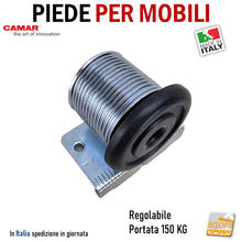 Carica l&#39;immagine nel visualizzatore di Gallery, Piedino livellatore laterale per mobili fissaggio alla spalla 300 Camar - Escursione 20mm Portata 150kg piedi per armadi spalla mobile da avvitare impronta larga 8022543018658
