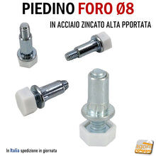 Carica l&#39;immagine nel visualizzatore di Gallery, PIEDINO LIVELLATORE PIEDE REGOLABILE PER MOBILI PIEDI ARREDAMENTO FORO 8 MM PIEDE ACCIAIO ZINCATO 50pz PIEDINI INCASSO CON BUSSOLA PER MOBILE PIATTELLO ESAGONALE BIANCO PIEDI PER ARMADI
