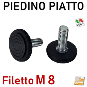 PIEDI PIEDINO FILETTATO M8x25/22mm BASSO D28x6 ZIGRINATO PIEDE LIVELLATORE PIATTO NERO piedini arredamento