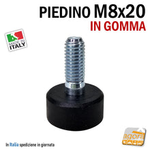 Carica l&#39;immagine nel visualizzatore di Gallery, PIEDINO FILETTATO M8x20MM IN GOMMA D23X12 PIEDE LIVELLATORE PIEDI REGOLABILI PIEDI PIEDINI PER REGOLAZIONE CON FILETTO METRICO MA8mm professionale
