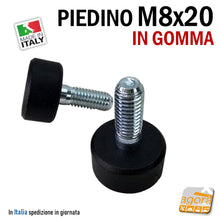 Carica l&#39;immagine nel visualizzatore di Gallery, piedino di regolazione M8 - PIEDINO FILETTATO M8x20MM IN GOMMA D23X12 PIEDE LIVELLATORE PIEDI REGOLABILI PIEDI PIEDINI PER REGOLAZIONE CON FILETTO METRICO MA8mm professionale 100 pezzi
