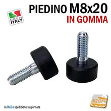 Carica l&#39;immagine nel visualizzatore di Gallery, piedino di regolazione M8 - PIEDINO FILETTATO M8x20MM IN GOMMA D23X12 PIEDE LIVELLATORE PIEDI REGOLABILI PIEDI PIEDINI PER REGOLAZIONE CON FILETTO METRICO MA8mm professionale
