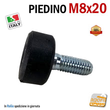 Carica l&#39;immagine nel visualizzatore di Gallery, piedino di regolazione M8 - PIEDINO FILETTATO M8x20MM IN GOMMA D23X12 PIEDE LIVELLATORE PIEDI REGOLABILI PIEDI PIEDINI PER REGOLAZIONE CON FILETTO METRICO MA 8 mm professionale zincato cromato 
