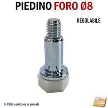 Carica l&#39;immagine nel visualizzatore di Gallery, PIEDINO LIVELLATORE REGOLABILE PER MOBILI PIEDI FORO 8MM PIEDE ZINCATO CON PIATTELLO BIANCO 50pz
