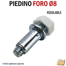 Carica l&#39;immagine nel visualizzatore di Gallery, PIEDINO LIVELLATORE PIEDE REGOLABILE PER MOBILI PIEDI ARREDAMENTO FORO 8 MM PIEDE ACCIAIO ZINCATO 50pz PIEDINI INCASSO CON BUSSOLA PER MOBILE PIATTELLO ESAGONALE BIANCO
