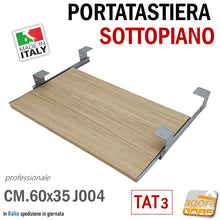 Carica l&#39;immagine nel visualizzatore di Gallery, porta tastiera supporto per tastiere pc notebook sottopiano sotto scrivania rovere legno venato chiaro marrone professionale portatastiera montaggio facile
