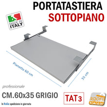 Carica l&#39;immagine nel visualizzatore di Gallery, portatastiera sottopiano pianetto estraibile per tastiera e mouse pc computer ufficio casa azienda magazzini professionale grigio supporto estrazione
