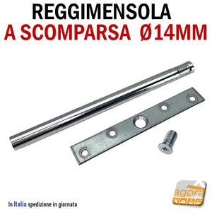 REGGIMENSOLA A SCOMPARSA REGGIRIPIANO INVISIBILE STAFFA SUPPORTO RIPIANI DIAMETRO 14MM T lunghezza 15cm 20cm 25cm 30cm 40cm smontabile italiana