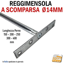 Carica l&#39;immagine nel visualizzatore di Gallery, REGGIMENSOLA A SCOMPARSA REGGIRIPIANO INVISIBILE STAFFA SUPPORTO RIPIANI DIAMETRO 14MM T 2 pezzi lunghezza 15cm 20cm 25cm 30cm 40cm smontabile robusta alta portata foro pannello 14mm
