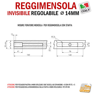 reggimensola staffa a scomparsa a incasso per mensole invisibili regolabile alta qualità triade mini reggimensole staffe per ripiani sospesi