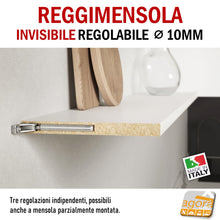 Load image into Gallery viewer, Reggimensola metallico regolabile per mensola a scomparsa invisibile per muro parete casa ufficio ripiani legno muratura staffa supporto
