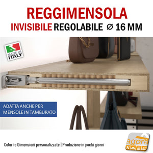 Reggimensola metallico regolabile per mensola a scomparsa invisibile per muro parete casa ufficio ripiani legno muratura mensola 40 mm 50 mm mensola tamburata