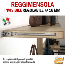 Carica l&#39;immagine nel visualizzatore di Gallery, Reggimensola metallico regolabile per mensola a scomparsa invisibile per muro parete casa ufficio ripiani legno muratura mensola 40 mm 50 mm mensola normale
