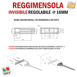 ADJUSTABLE CONCEALED SHELF BRACKET FOR SHELVES SP MIN 50MM MAXI XXL SUPPORT BRACKET FOR INVISIBLE SHELVES