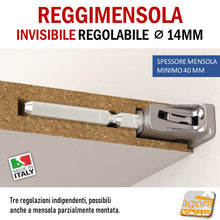 Load image into Gallery viewer, Reggimensola metallico regolabile per mensola a scomparsa invisibile per muro parete casa ufficio ripiani legno  mensola 40 mm
