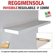 Carica l&#39;immagine nel visualizzatore di Gallery, reggimensola a scomparsa per ripiani in legno sospesi mensole in legno sottili triade slim incassato invisibile
