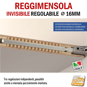 Reggimensola metallico regolabile per mensola a scomparsa invisibile per muro parete casa ufficio ripiani legno muratura mensola 40 mm 50 mm tre regolazioni