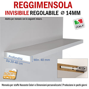 REGGIMENSOLA A SCOMPARSA REGOLABILE PER MENSOLE SP MIN 40MM MAXI STAFFA SUPPORTO PER RIPIANI INVISIBILI