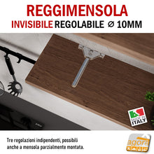 Carica l&#39;immagine nel visualizzatore di Gallery, Reggimensola metallico regolabile per mensola a scomparsa invisibile per muro parete casa ufficio ripiani legno 
