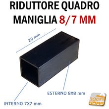 Carica l&#39;immagine nel visualizzatore di Gallery, RIDUTTORE Q8/7 PER MANIGLIA POMOLO PORTA RIDUZIONE 8-7MM PER SERRATURA aumento riduzione adattatore per quadri maniglie porte
