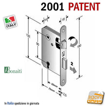 Carica l&#39;immagine nel visualizzatore di Gallery, Kit Serratura Bonaiti 2001 F18x190 Patent 240 + contropiastra G220 Ottone
