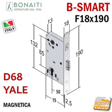 Carica l&#39;immagine nel visualizzatore di Gallery, SERRATURA PORTA MAGNETICA B-SMART BONAITI D68 YALE FRONTALE 18X190MM E50 I85 NERO
