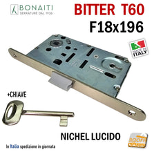 Carica l&#39;immagine nel visualizzatore di Gallery, SERRATURA PORTA PATENT FRONTALE 18x196mm BONAITI B-BITTER T60 ARGENTO CROMO nichel lucido nikel entrata E 50 mm  Interasse I 90 mm  48T60150)3 IDOOR
