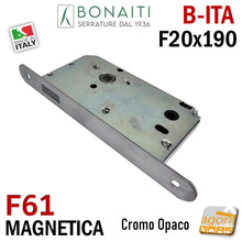 Load image into Gallery viewer, SERRATURA PORTA INTERNA MAGNETICA B-ITA BONAITI F61 FRONTALE 20X190MM E50 I70 BAGNO CROMO OPACO F 190x20 48F6105093
