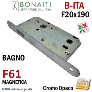 INTERNAL MAGNETIC DOOR LOCK B-ITA BONAITI F61 FRONT 20X190MM E50 I70 BATHROOM MATT CHROME