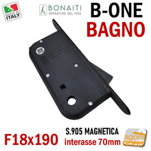 Carica l&#39;immagine nel visualizzatore di Gallery, MAGNETIC INTERNAL DOOR LOCK B-ONE BONAITI S905 BATHROOM WC FRONT PANEL 18X190MM E50 INT70 MATT BLACK BLACK 7cm centre distance double square 6x6 8x8 489050KE SERRATURA PORTA INTERNA MAGNETICA B-ONE BONAITI S905 BAGNO WC FRONTALE 18X190MM E50 INT70 NERO MATT BLACK NERA DOOR LOCK METAL interasse 7cm doppio quadro 6x6 8x8 48905050KE
