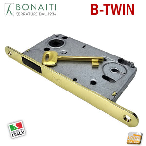 SERRATURA PORTA MAGNETICA B-TWIN BONAITI 350 CHIAVE PATENT FRONTALE 18X196MM E50 I90 OTTONE NUOVA DISPONIBILE