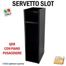 Carica l&#39;immagine nel visualizzatore di Gallery, Servetto divisorio per slot machines VLT stretto alto con piano posacenere gancio appendiborsa nero stretto table slot tavolino servizio per casinò sala fumatori misure personalizzate
