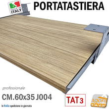 Load image into Gallery viewer, porta tastiera supporto per tastiere pc notebook sottopiano sotto scrivania rovere legno venato chiaro marrone professionale portatastiera grande
