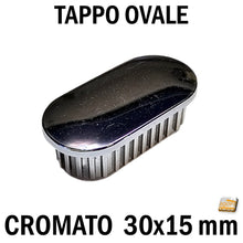 Carica l&#39;immagine nel visualizzatore di Gallery, tappo ovale cromato copritesta in abs plastica per tubi ovali 30x15mm da inserire nel tubo ovale 1,5 x 3 cm bello ben rifinito cappuccio Tappi Ovali per tubi negozio tappino
