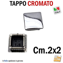 Carica l&#39;immagine nel visualizzatore di Gallery, cappuccio per tubo quadro 2x2 TAPPI cromati TAPPO CROMATO copritesta bombato copri testa 20x20x1.5mm in ABS PUNTALE cm 2x2 mm 20x20 bello per rifinire le parti a vista
