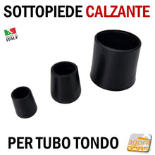 Carica l&#39;immagine nel visualizzatore di Gallery, TAPPO CALZANTE PVC GOMMA NERO PUNTALE PLASTICA SOTTOPIEDE TUBO TONDO TAPPI SEDIE SEDIA TAVOLI DA CALZARE
