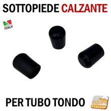 Carica l&#39;immagine nel visualizzatore di Gallery, TAPPO CALZANTE PVC GOMMA NERO PUNTALE PLASTICA SOTTOPIEDE TUBO TONDO TAPPI SEDIE SEDIA TAVOLI
