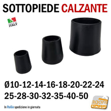 Carica l&#39;immagine nel visualizzatore di Gallery, TAPPO CALZANTE PVC GOMMA NERO PUNTALE PLASTICA SOTTOPIEDE TUBO TONDO TAPPI SEDIE
