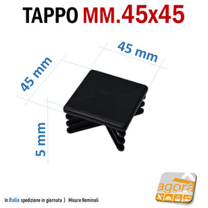 tappo mm 45x45 per tubo quadro 45mm tappi alettati