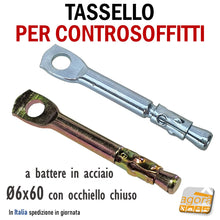 Carica l&#39;immagine nel visualizzatore di Gallery, tassello rapido a battere 6x60 speed per sospensioni soffitto soffitti occhiolo chiuso foro 6mm acciaio tasselli per cls calcestruzziono pieno soffitti
