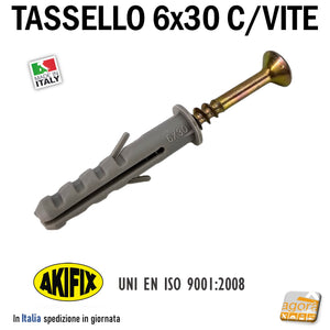 TASSELLO IN NYLON CON COLLARINO FORO D6 x 30 IN NYLON CON VITE 4,5x40 akifix