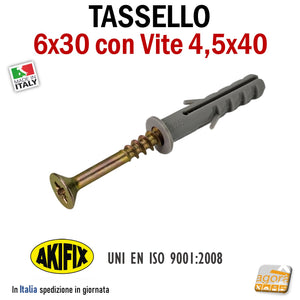 TASSELLO IN NYLON CON COLLARINO FORO D6 x 30 IN NYLON CON VITE 4,5x40 collare cartongesso