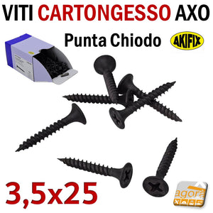 viti 25mm fissaggio lastre di cartongesso autofilettanti fosfatate nere testa svasata 3,5x25mm punta chiodo 1000pz lastra ctg akifix knauf abc sistem professionali