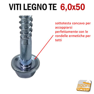 VITI LEGNO TE FLANGIATA TESTA ESAGONO D 6,0X50 VITE ZNB CON RONDELLA INTEGRATA con flangia